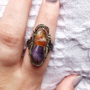 Vintage Gemstone Sterling Silver Statement Ring